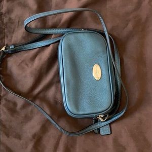 Coach Blue leather crossbody double zippered bag